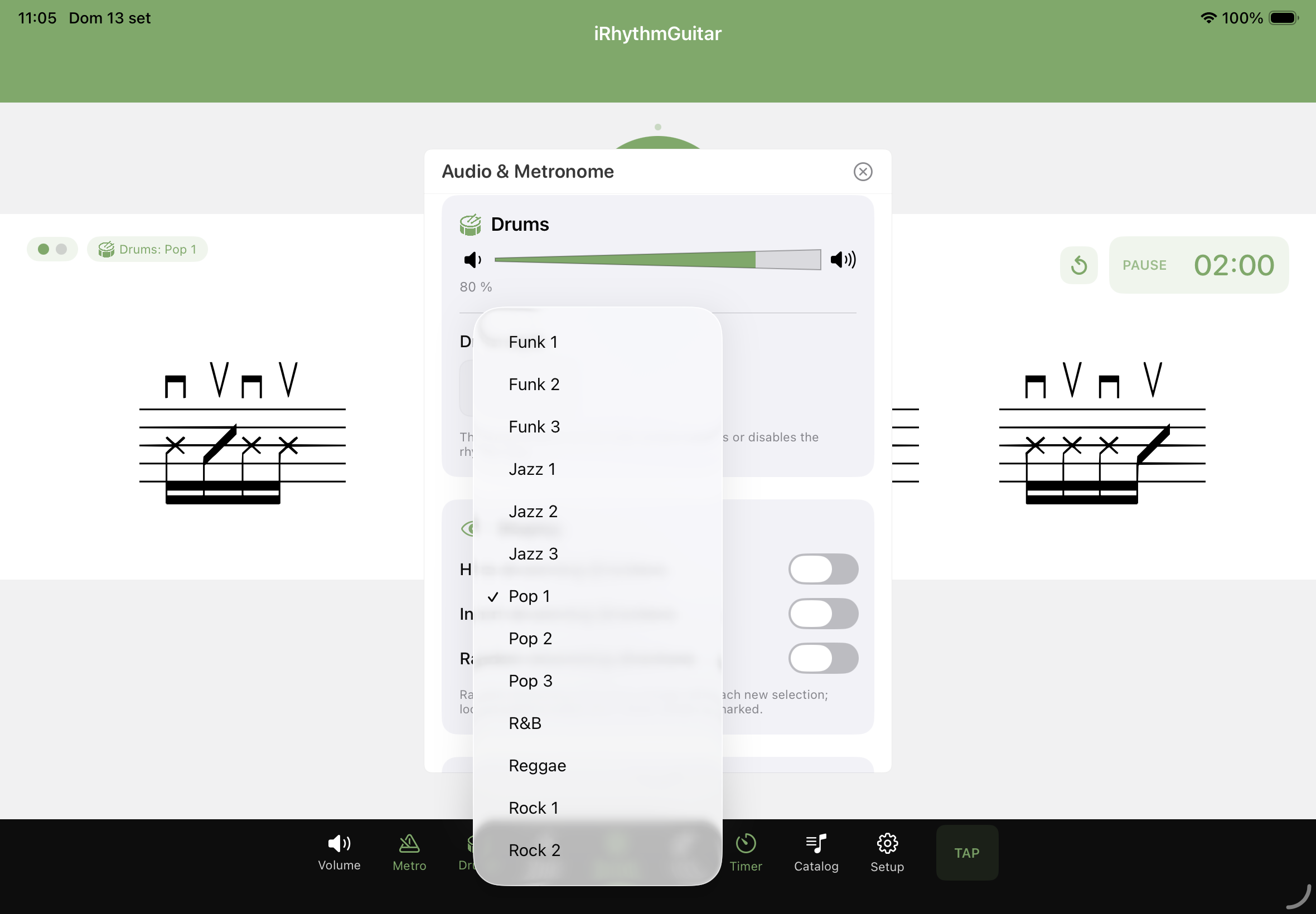 Loop di batteria e controllo del volume